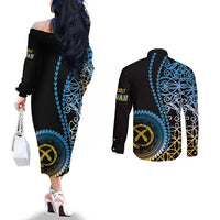 Proudly Ni-Van Sandroing Inspired Couples Matching Off The Shoulder Long Sleeve Dress and Long Sleeve Button Shirt Sanma Classic Style