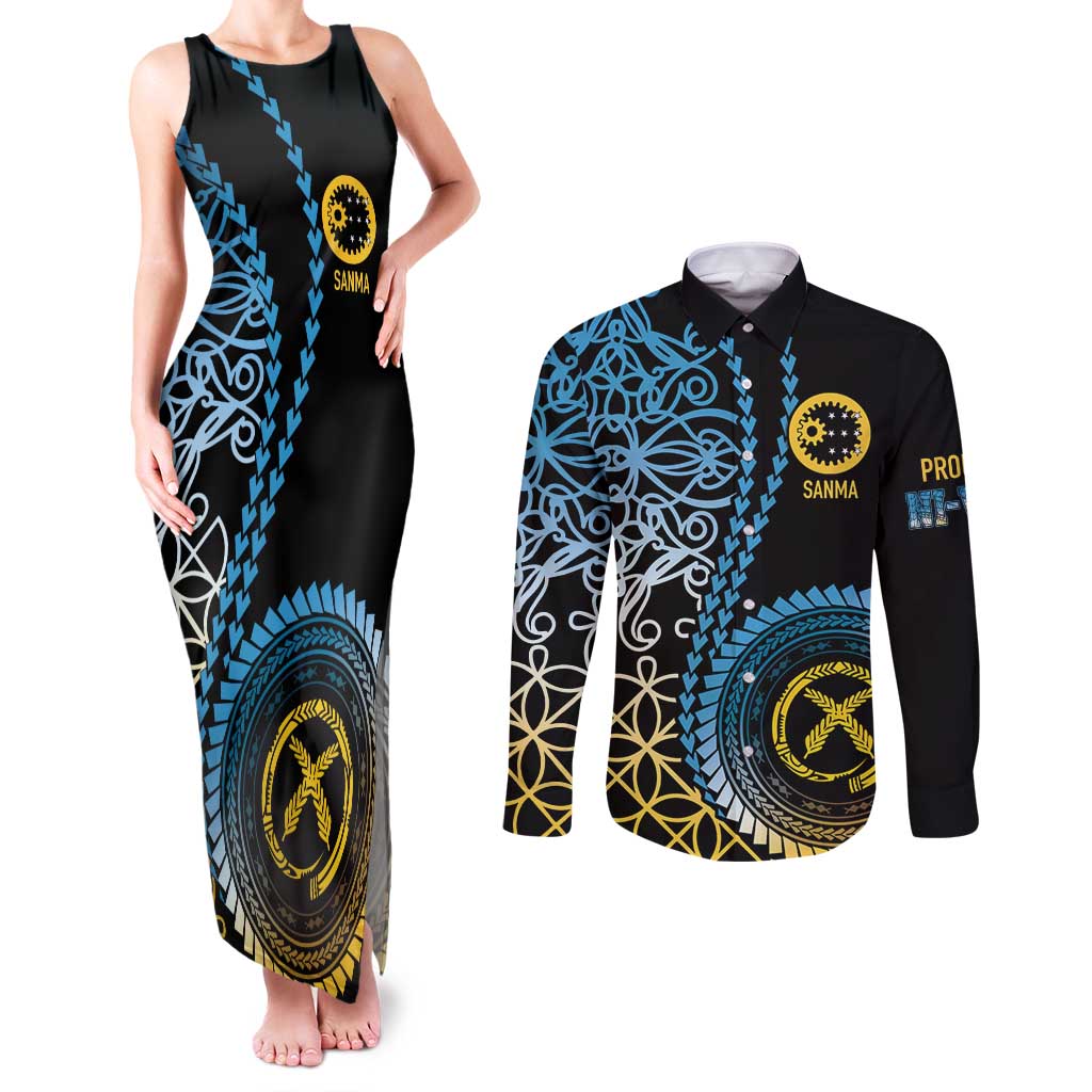Proudly Ni-Van Sandroing Inspired Couples Matching Tank Maxi Dress and Long Sleeve Button Shirt Sanma Classic Style