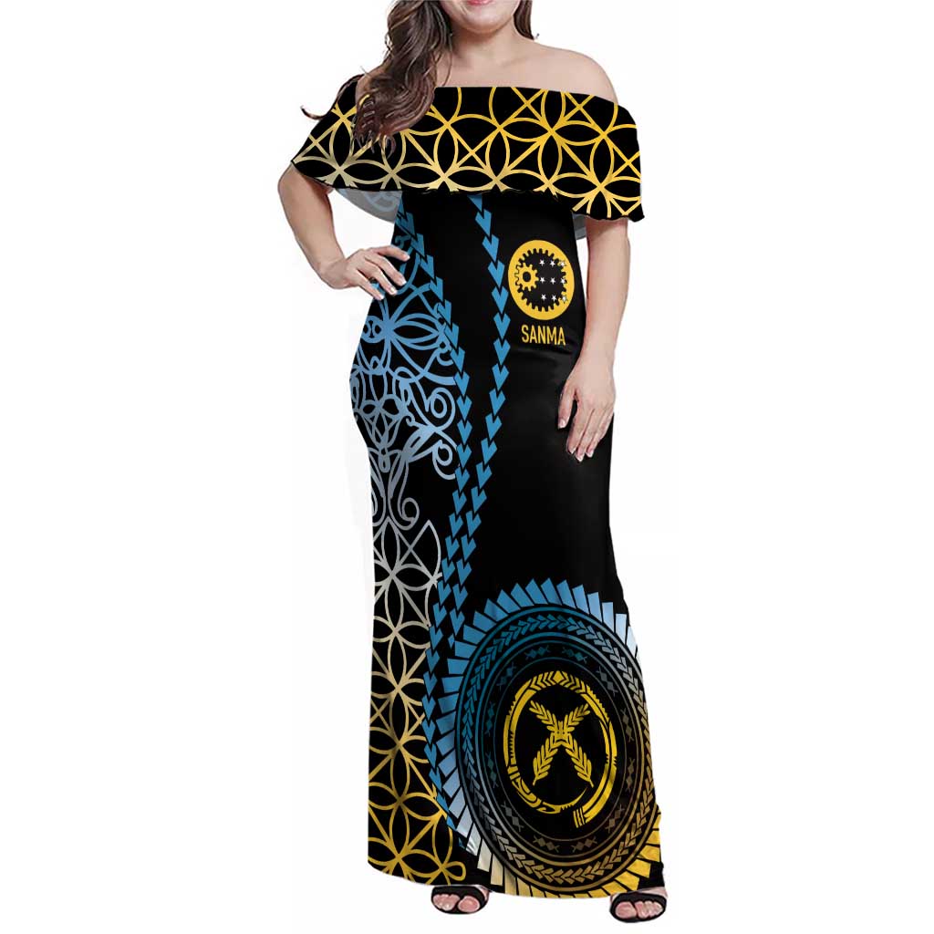 Proudly Ni-Van Sandroing Inspired Family Matching Off Shoulder Maxi Dress and Hawaiian Shirt Sanma Classic Style