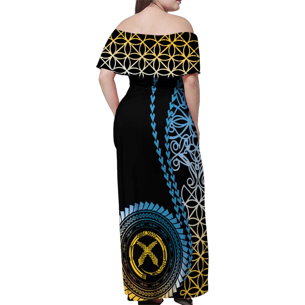 Proudly Ni-Van Sandroing Inspired Family Matching Off Shoulder Maxi Dress and Hawaiian Shirt Sanma Classic Style
