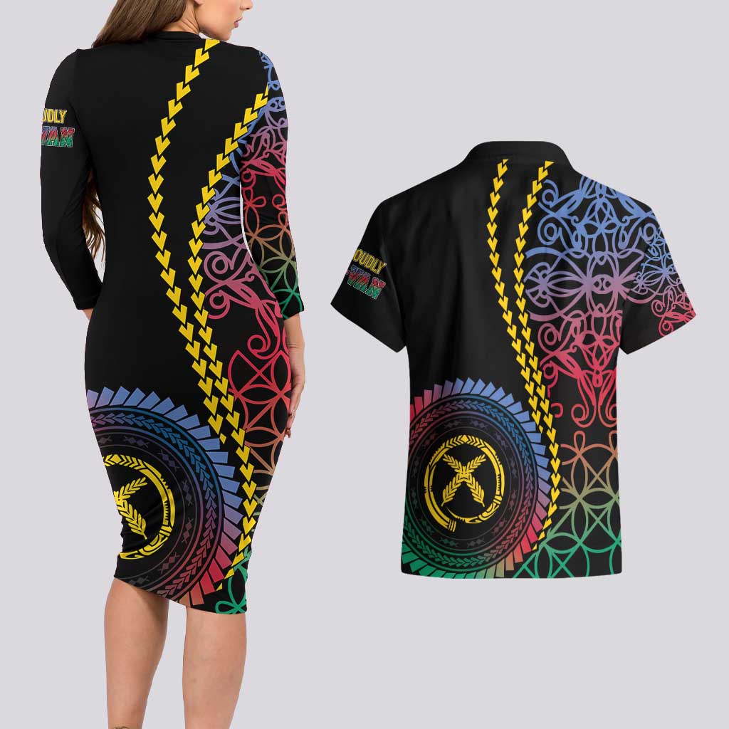 Proudly Ni-Van Sandroing Inspired Couples Matching Long Sleeve Bodycon Dress and Hawaiian Shirt Shefa Classic Style