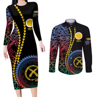 Proudly Ni-Van Sandroing Inspired Couples Matching Long Sleeve Bodycon Dress and Long Sleeve Button Shirt Shefa Classic Style