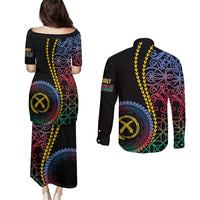 Proudly Ni-Van Sandroing Inspired Couples Matching Puletasi and Long Sleeve Button Shirt Shefa Classic Style