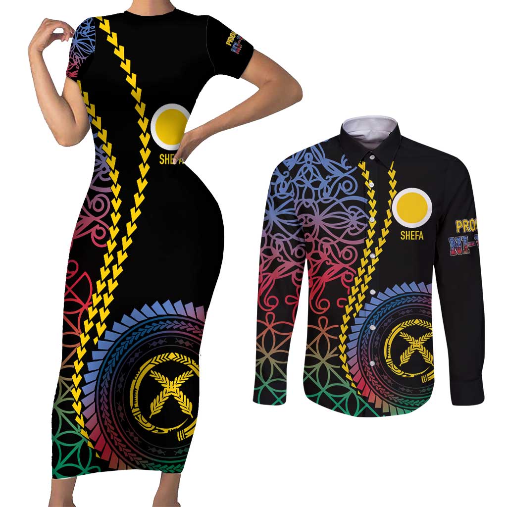 Proudly Ni-Van Sandroing Inspired Couples Matching Short Sleeve Bodycon Dress and Long Sleeve Button Shirt Shefa Classic Style