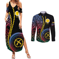 Proudly Ni-Van Sandroing Inspired Couples Matching Summer Maxi Dress and Long Sleeve Button Shirt Shefa Classic Style