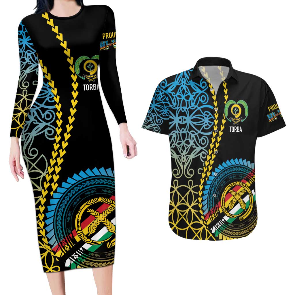 Proudly Ni-Van Sandroing Inspired Couples Matching Long Sleeve Bodycon Dress and Hawaiian Shirt Torba Classic Style