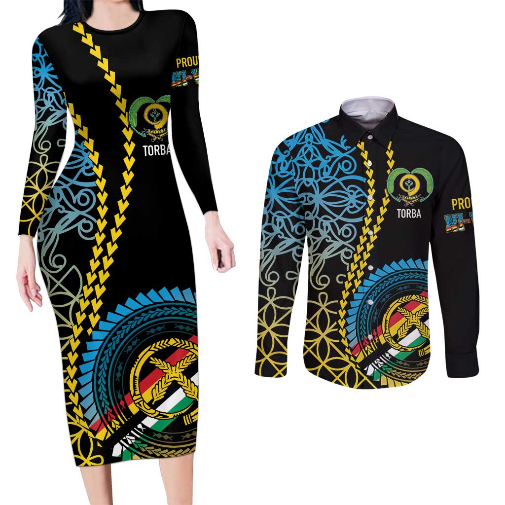 Proudly Ni-Van Sandroing Inspired Couples Matching Long Sleeve Bodycon Dress and Long Sleeve Button Shirt Torba Classic Style