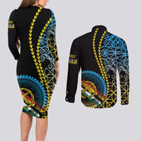 Proudly Ni-Van Sandroing Inspired Couples Matching Long Sleeve Bodycon Dress and Long Sleeve Button Shirt Torba Classic Style