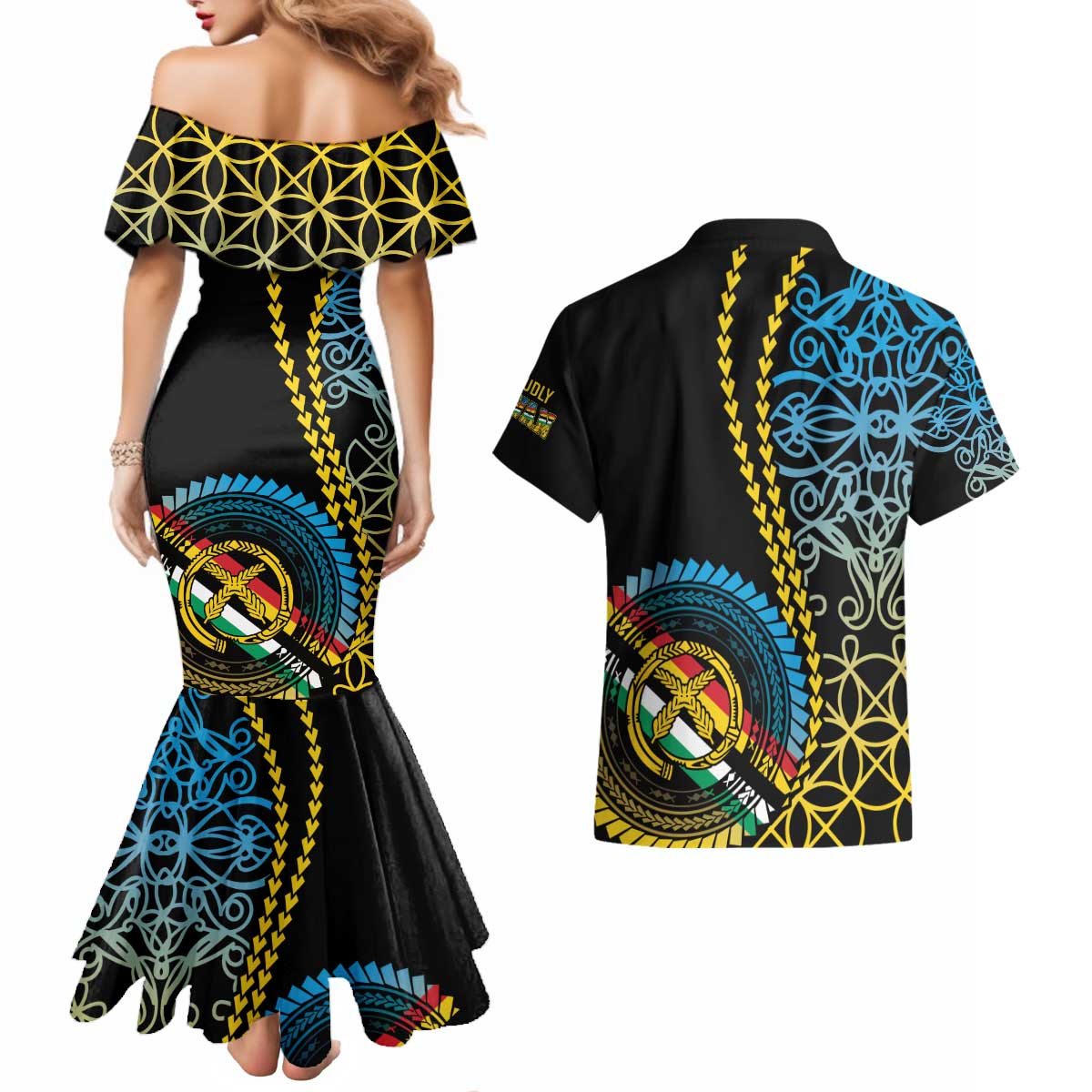 Proudly Ni-Van Sandroing Inspired Couples Matching Mermaid Dress and Hawaiian Shirt Torba Classic Style LT7 - Polynesian Pride