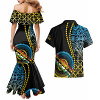Proudly Ni-Van Sandroing Inspired Couples Matching Mermaid Dress and Hawaiian Shirt Torba Classic Style LT7 - Polynesian Pride