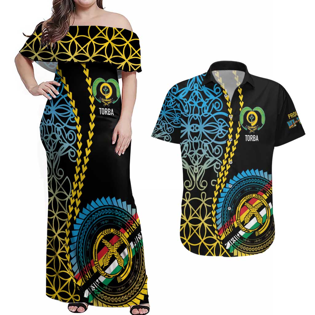 Proudly Ni-Van Sandroing Inspired Couples Matching Off Shoulder Maxi Dress and Hawaiian Shirt Torba Classic Style