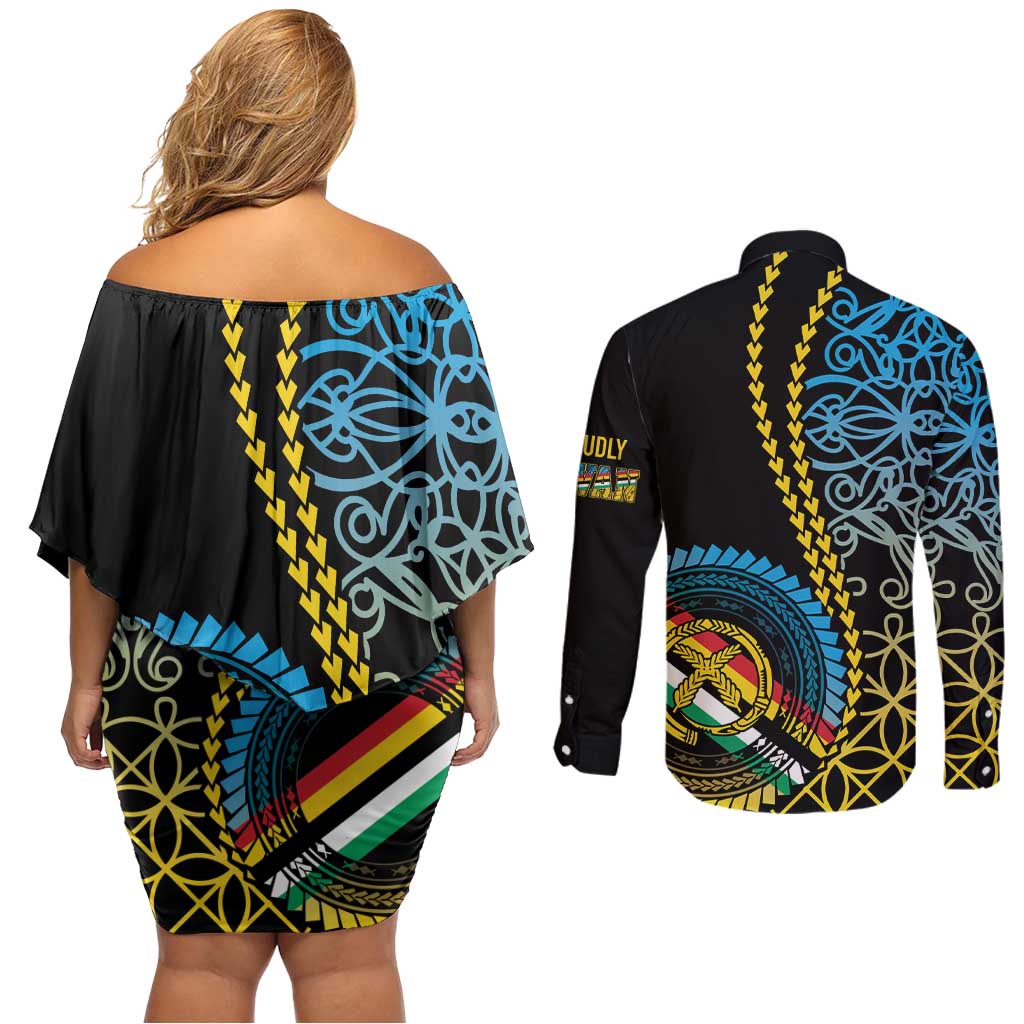 Proudly Ni-Van Sandroing Inspired Couples Matching Off Shoulder Short Dress and Long Sleeve Button Shirt Torba Classic Style