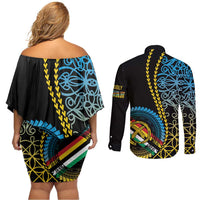 Proudly Ni-Van Sandroing Inspired Couples Matching Off Shoulder Short Dress and Long Sleeve Button Shirt Torba Classic Style