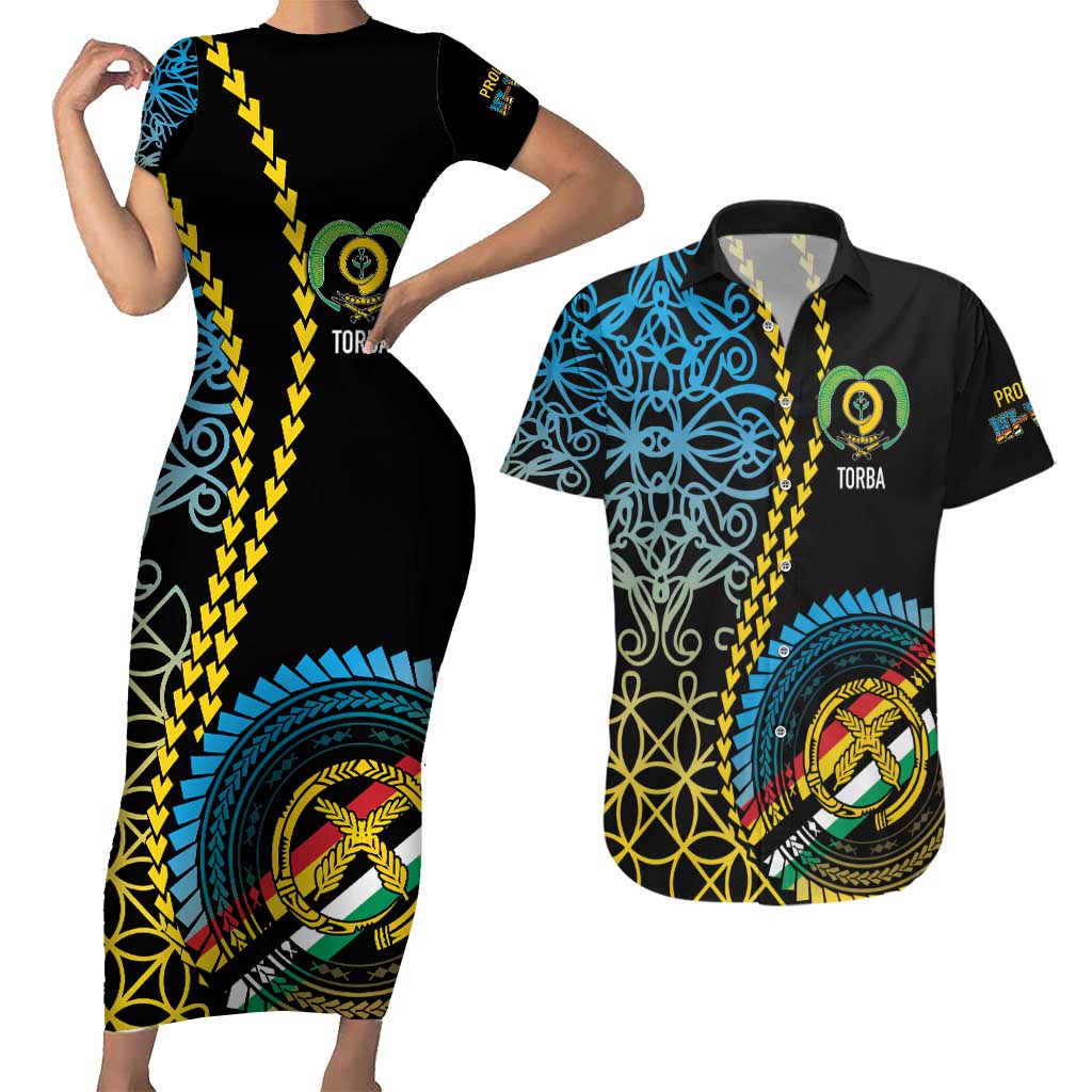 Proudly Ni-Van Sandroing Inspired Couples Matching Short Sleeve Bodycon Dress and Hawaiian Shirt Torba Classic Style