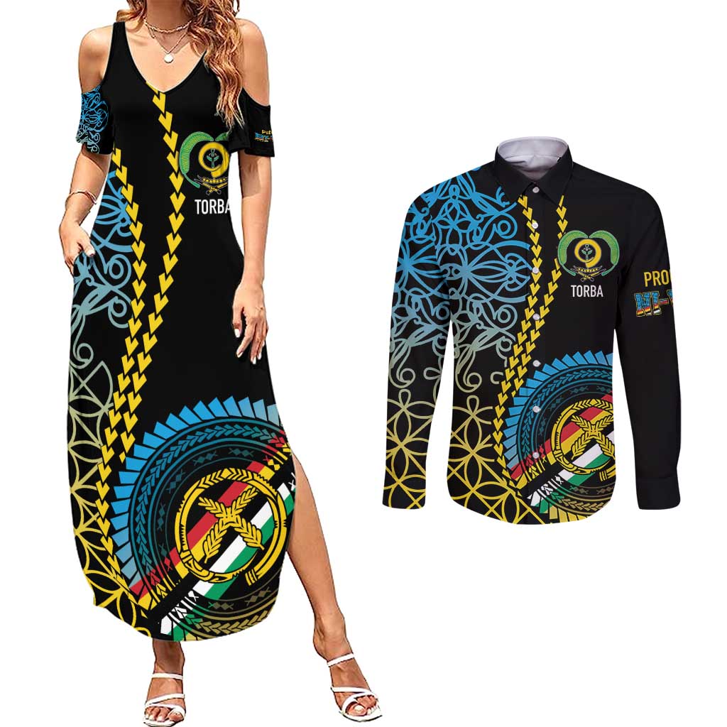 Proudly Ni-Van Sandroing Inspired Couples Matching Summer Maxi Dress and Long Sleeve Button Shirt Torba Classic Style