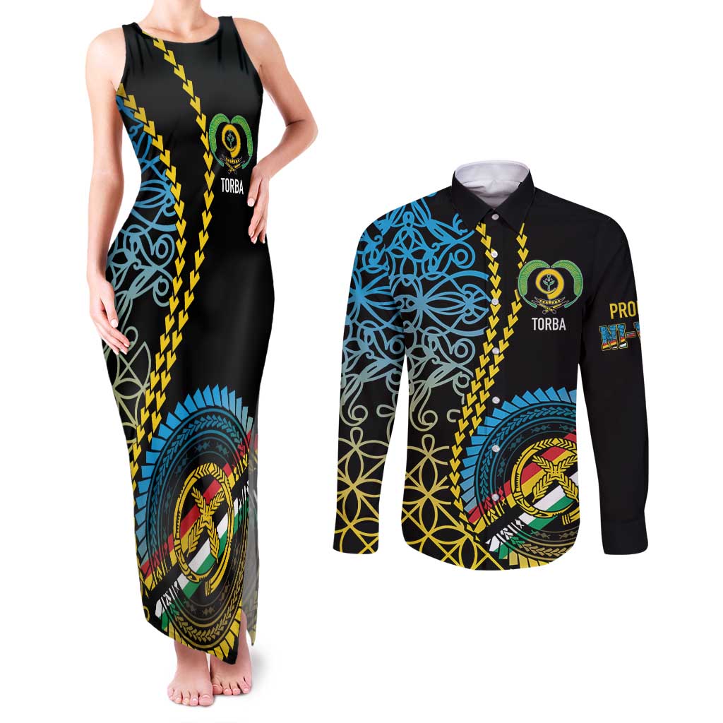 Proudly Ni-Van Sandroing Inspired Couples Matching Tank Maxi Dress and Long Sleeve Button Shirt Torba Classic Style