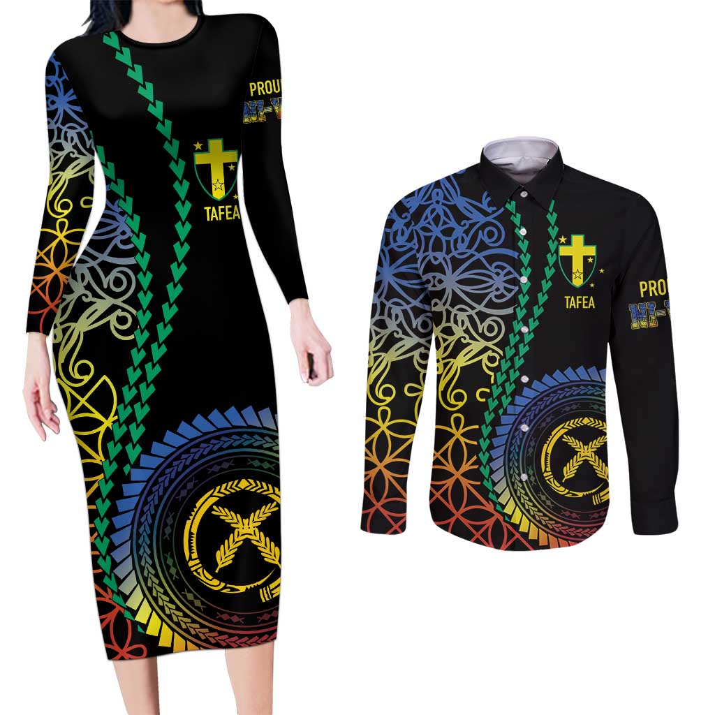 Proudly Ni-Van Sandroing Inspired Couples Matching Long Sleeve Bodycon Dress and Long Sleeve Button Shirt Tafea Classic Style