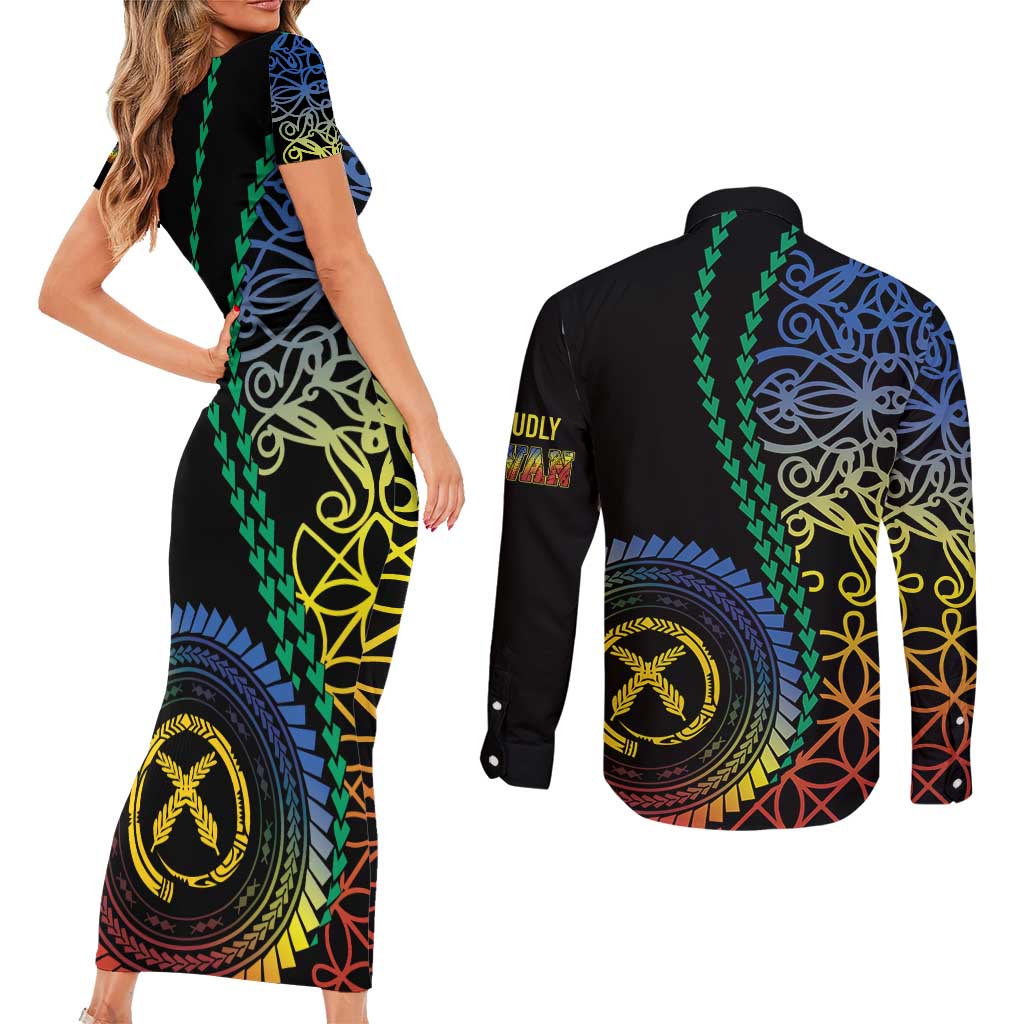 Proudly Ni-Van Sandroing Inspired Couples Matching Short Sleeve Bodycon Dress and Long Sleeve Button Shirt Tafea Classic Style