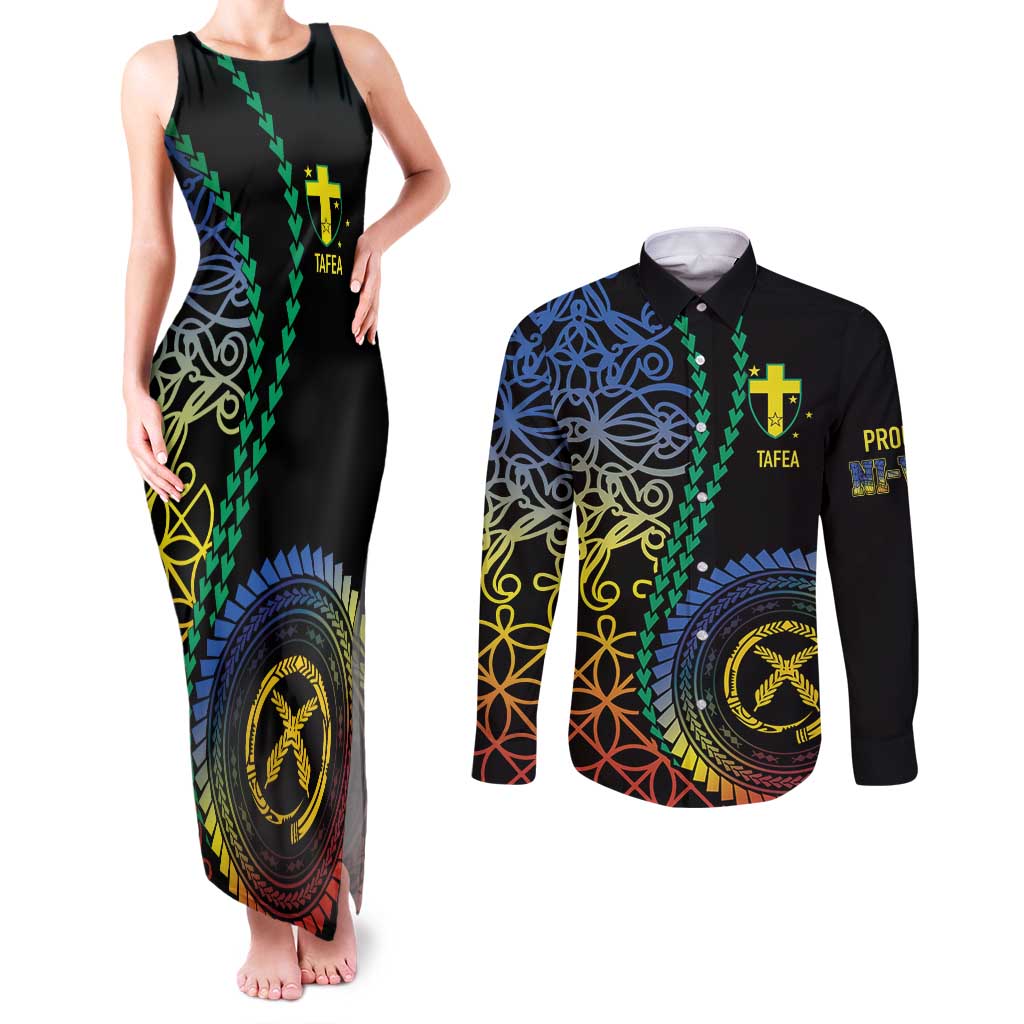 Proudly Ni-Van Sandroing Inspired Couples Matching Tank Maxi Dress and Long Sleeve Button Shirt Tafea Classic Style