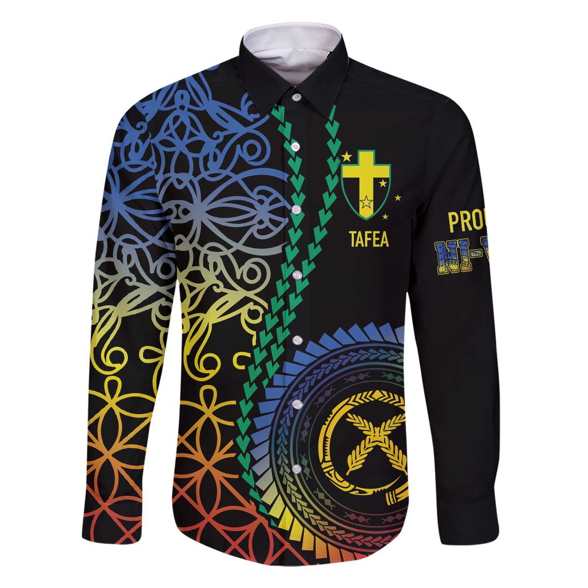 Proudly Ni-Van Sandroing Inspired Family Matching Off The Shoulder Long Sleeve Dress and Hawaiian Shirt Tafea Classic Style