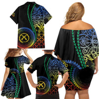 Proudly Ni-Van Sandroing Inspired Family Matching Off Shoulder Short Dress and Hawaiian Shirt Tafea Classic Style