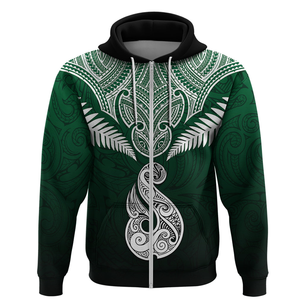 Personalised New Zealand Hoodie Hei Matau Mix Silver Fern Basic LT7 - Polynesian Pride