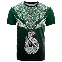 Personalised New Zealand T Shirt Hei Matau Mix Silver Fern Basic LT7 Green - Polynesian Pride