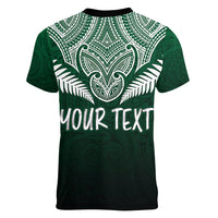 Personalised New Zealand Women V Neck T Shirt Hei Matau Mix Silver Fern Basic LT7 - Polynesian Pride