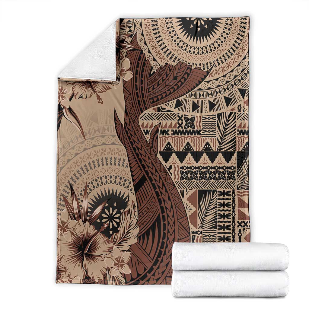 Bula Fiji Blanket Shark Tail Beige Masi Tapa