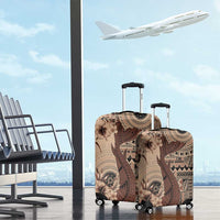 Bula Fiji Luggage Cover Shark Tail Beige Masi Tapa LT7 - Polynesian Pride
