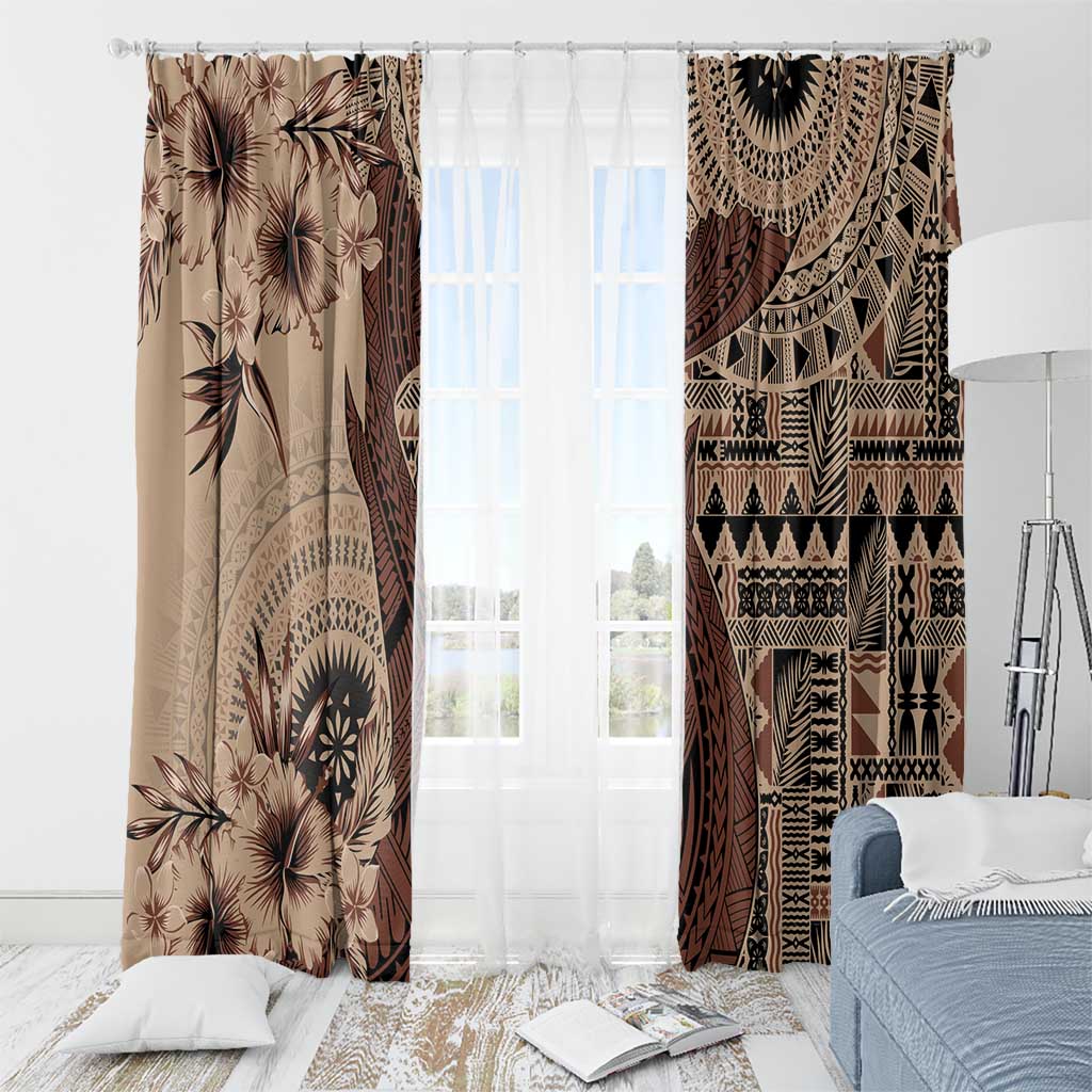 Bula Fiji Window Curtain Shark Tail Beige Masi Tapa