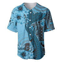 Bula Fiji Baseball Jersey Shark Tail Turquoise Masi Tapa LT7 Turquoise - Polynesian Pride