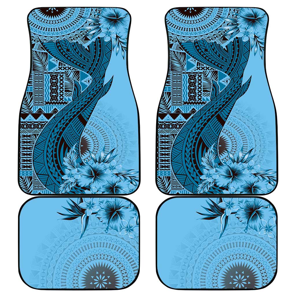 Bula Fiji Car Mats Shark Tail Turquoise Masi Tapa LT7 - Polynesian Pride