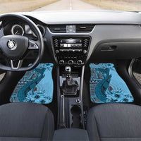 Bula Fiji Car Mats Shark Tail Turquoise Masi Tapa LT7 Set 2pcs - Front Turquoise - Polynesian Pride