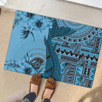 Bula Fiji Rubber Doormat Shark Tail Turquoise Masi Tapa