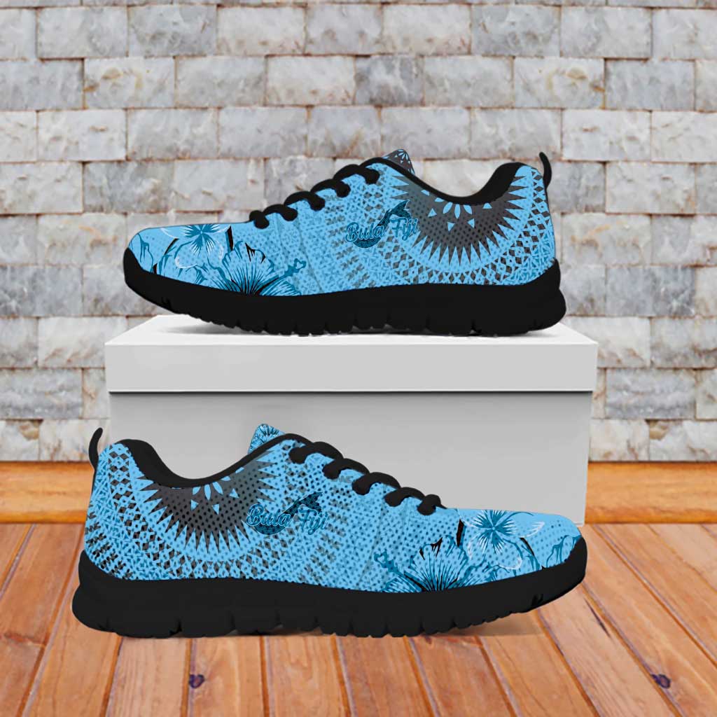 Bula Fiji Personalised Sneakers Shark Tail Turquoise Masi Tapa