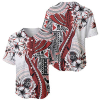 Bula Fiji Baseball Jersey Shark Tail White Masi Tapa LT7 - Polynesian Pride