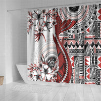 Bula Fiji Shower Curtain Shark Tail White Masi Tapa