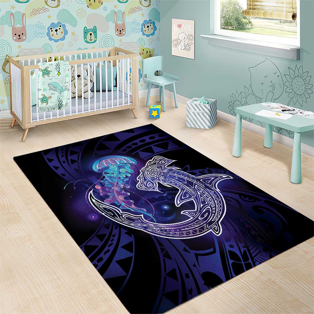 Polynesian Aumakua Area Rug Jellyfish with Shark - Polynesian Pride