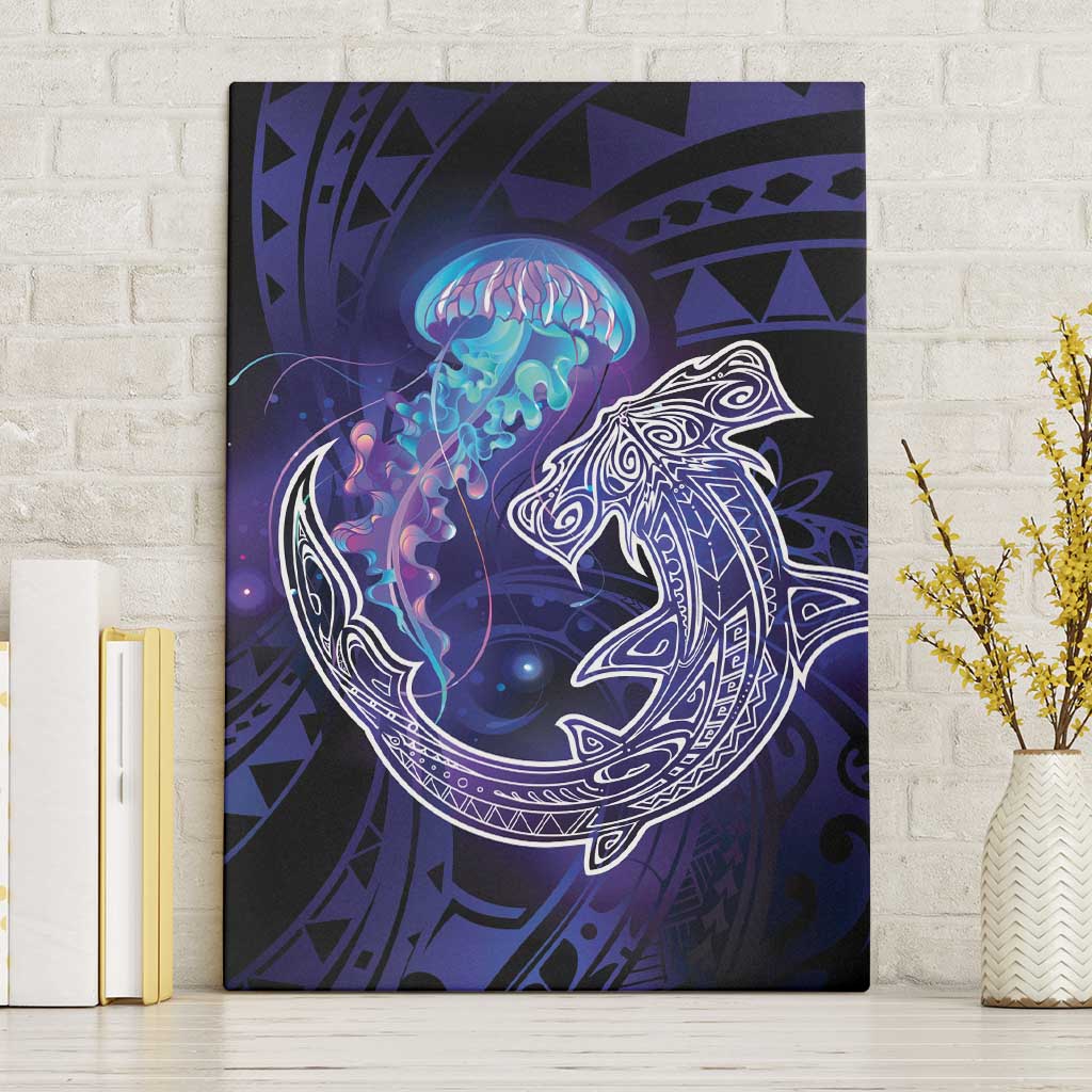 Polynesian Aumakua Canvas Wall Art Jellyfish with Shark - Polynesian Pride