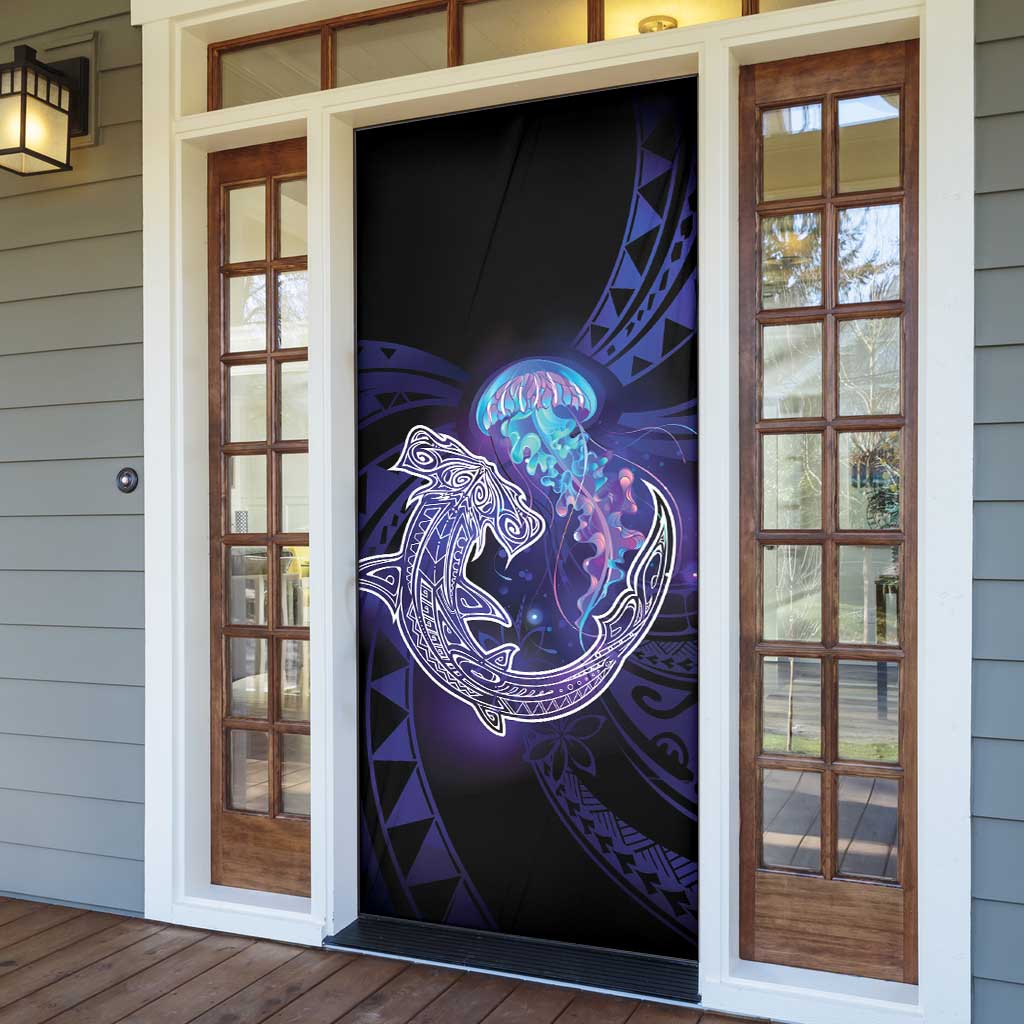 Polynesian Aumakua Door Cover Jellyfish with Shark - Polynesian Pride