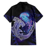 Polynesian Aumakua Family Matching Long Sleeve Bodycon Dress and Hawaiian Shirt Jellyfish with Shark LT7 - Polynesian Pride