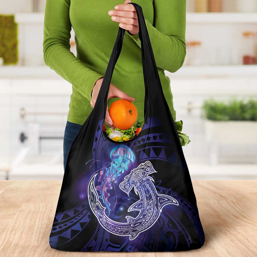 Polynesian Aumakua Grocery Bag Jellyfish with Shark - Polynesian Pride