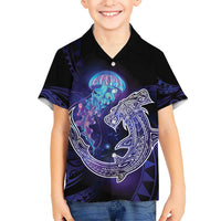 Polynesian Aumakua Kid Hawaiian Shirt Jellyfish with Shark - Polynesian Pride