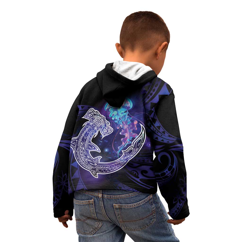 Polynesian Aumakua Kid Hoodie Jellyfish with Shark - Polynesian Pride