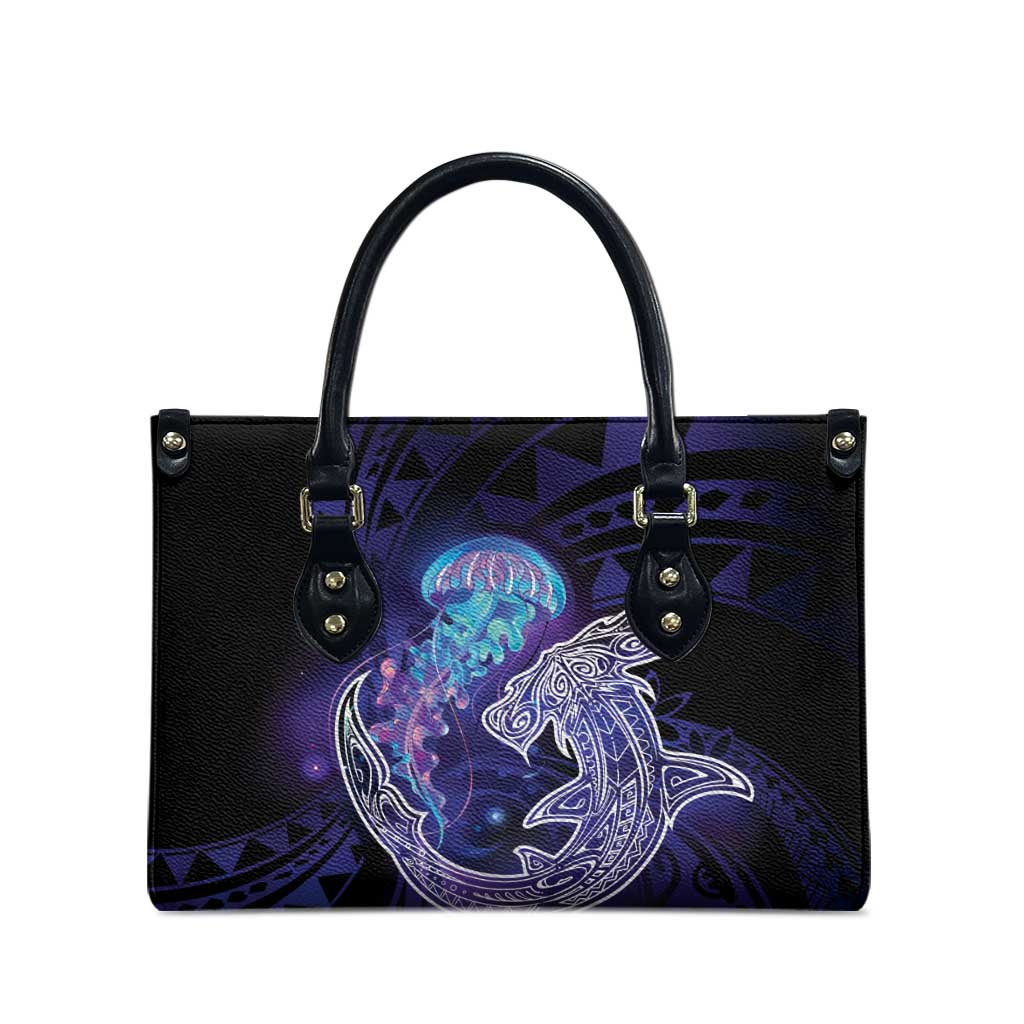 Polynesian Aumakua Leather Bag Jellyfish with Shark - Polynesian Pride