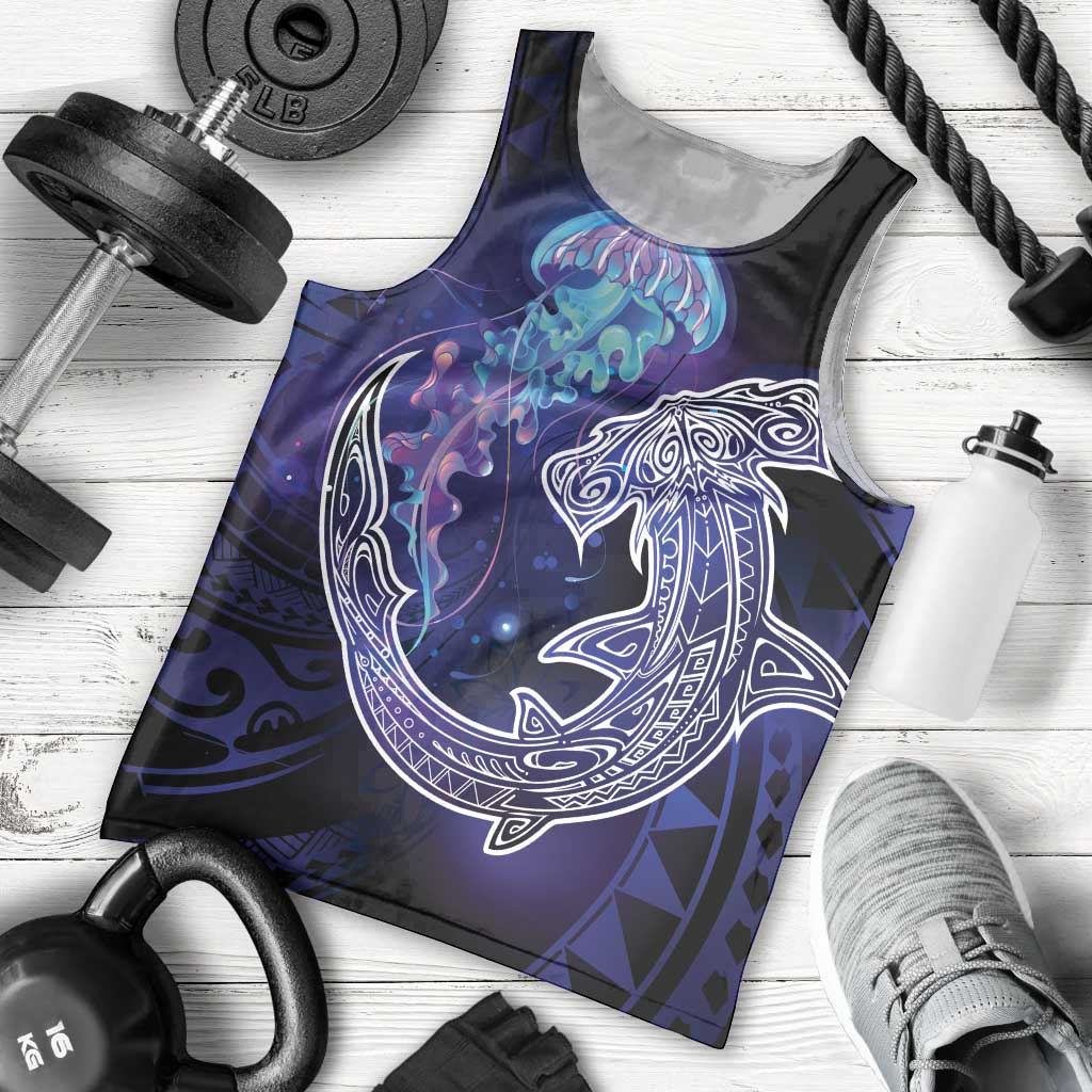 Polynesian Aumakua Men Tank Top Jellyfish with Shark - Polynesian Pride