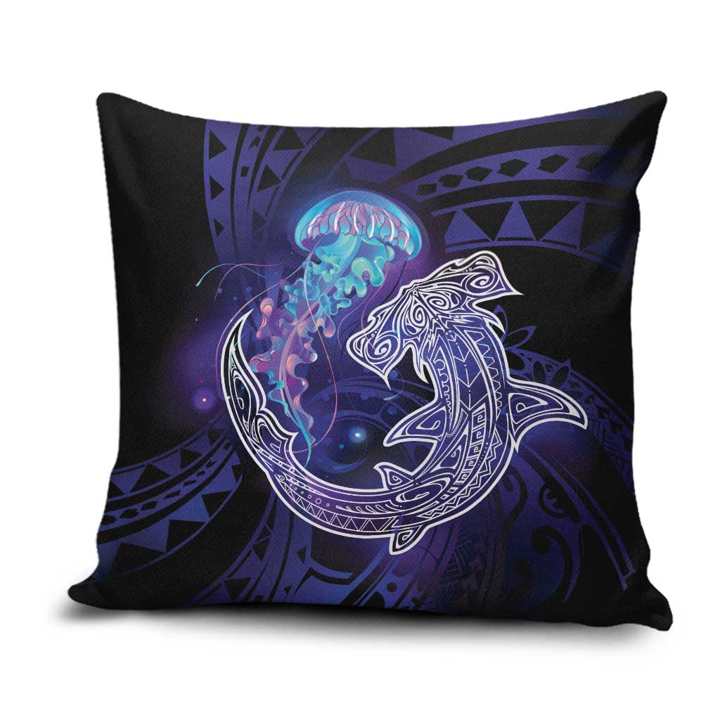 Polynesian Aumakua Pillow Cover Jellyfish with Shark - Polynesian Pride