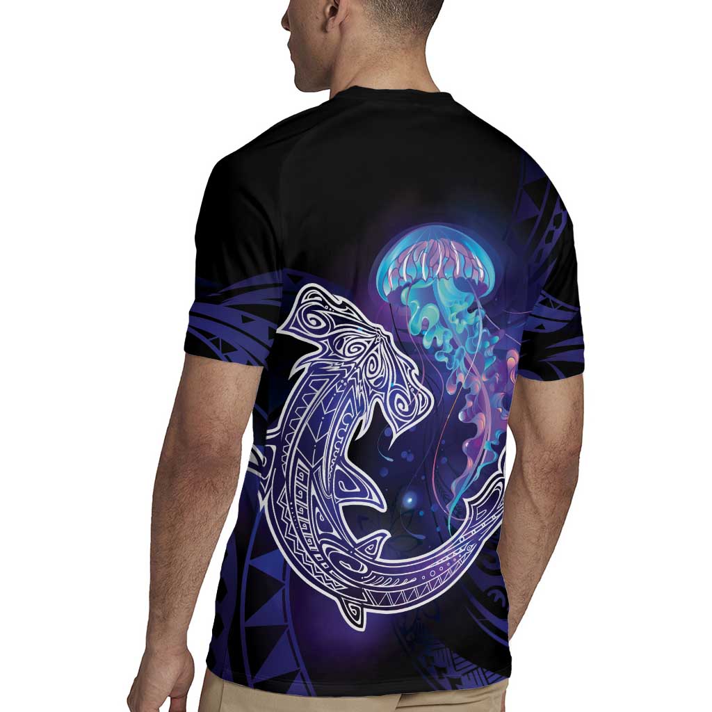 Polynesian Aumakua Rugby Jersey Jellyfish with Shark - Polynesian Pride