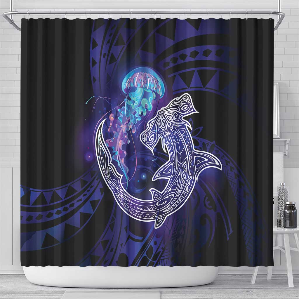 Polynesian Aumakua Shower Curtain Jellyfish with Shark - Polynesian Pride